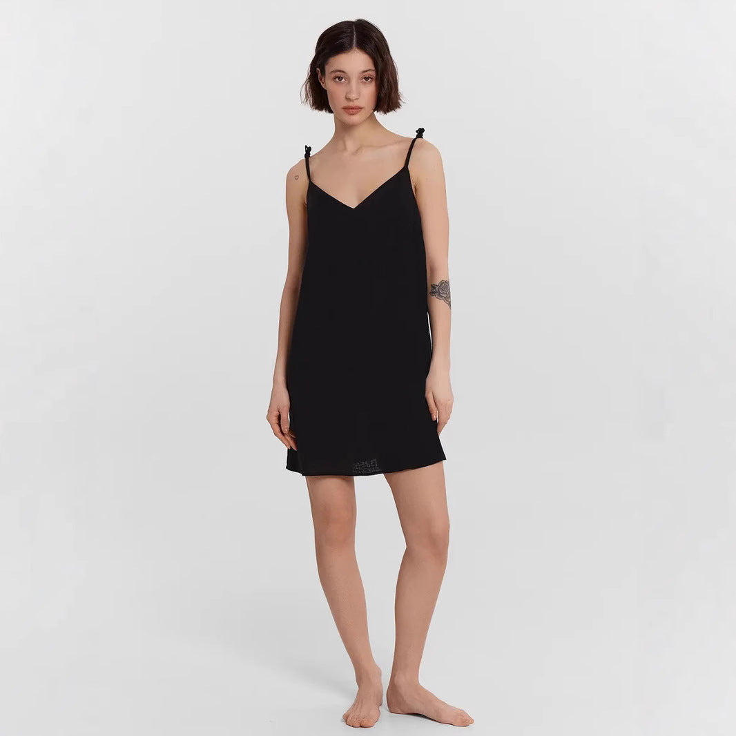 Women’s Slip Dress – Satin Fabric – Slim Fit – V-Neck – Spaghetti Strap Mini