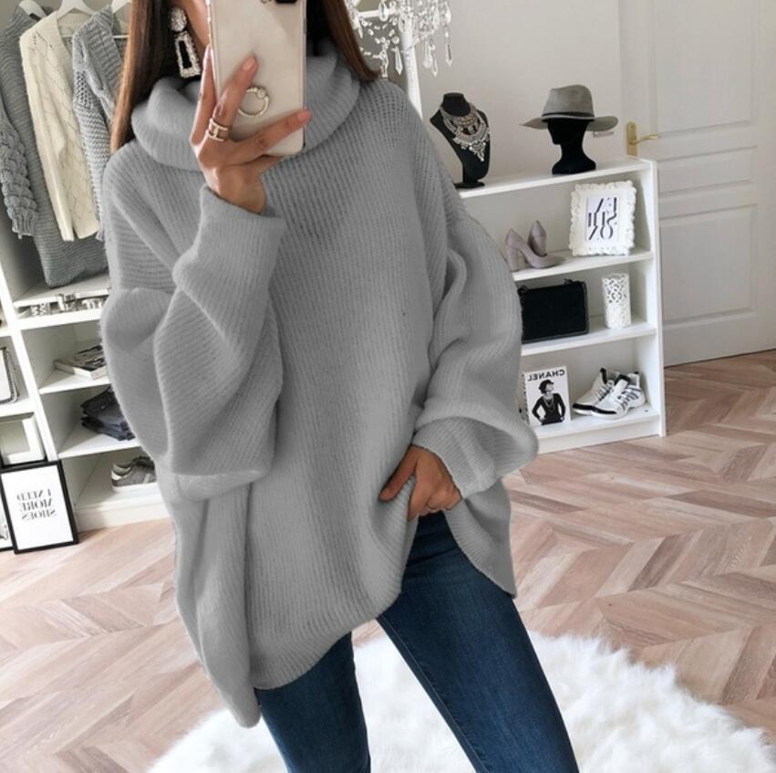 Women's loose fit turtleneck pullover sweater
