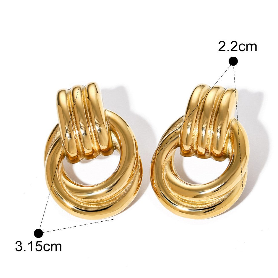 Chunky Double Hoop Stainless Steel Earrings