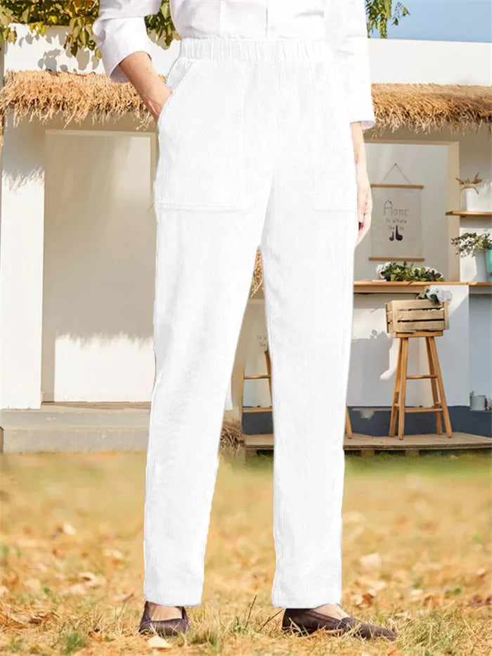 Women's plain corduroy trousers