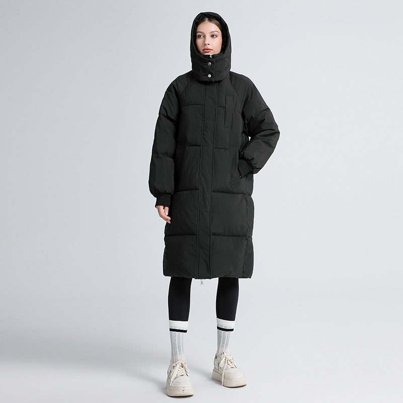 Women’s Long Puffer Jacket – Oversized Fit – Quilted Insulated – Full Zip High Collar