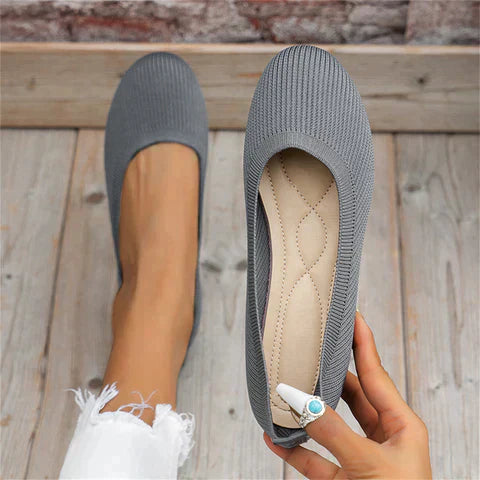 Women’s Ballet Flats - Slip-On Design - Round Toe - Textured Finish - Flexible Sole