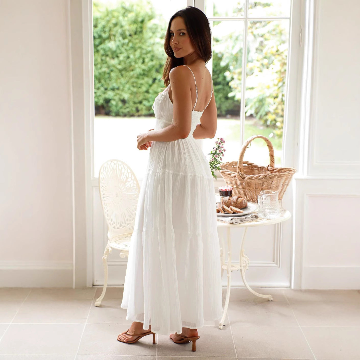 Women’s Maxi Dress – Tiered Flowing Fit – Spaghetti Straps – Lightweight Sleeveless