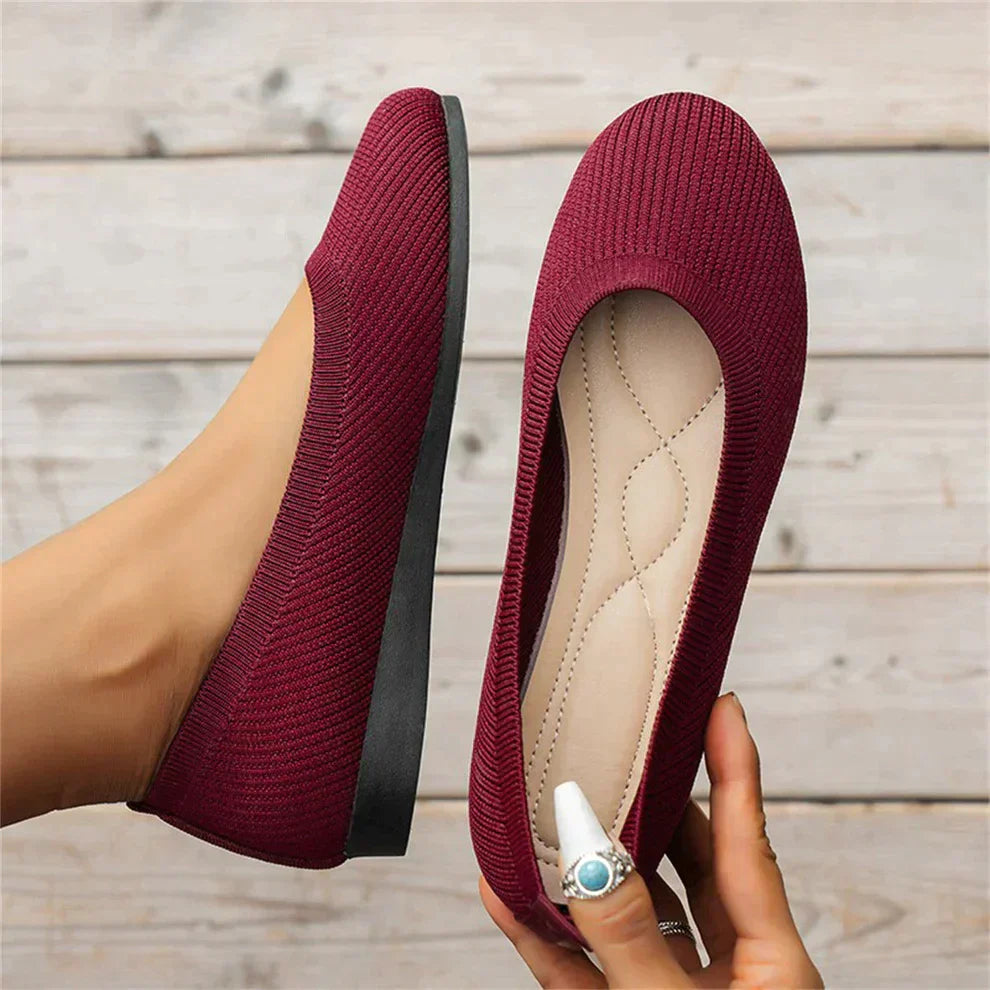 Women’s Ballet Flats - Slip-On Design - Round Toe - Textured Finish - Flexible Sole