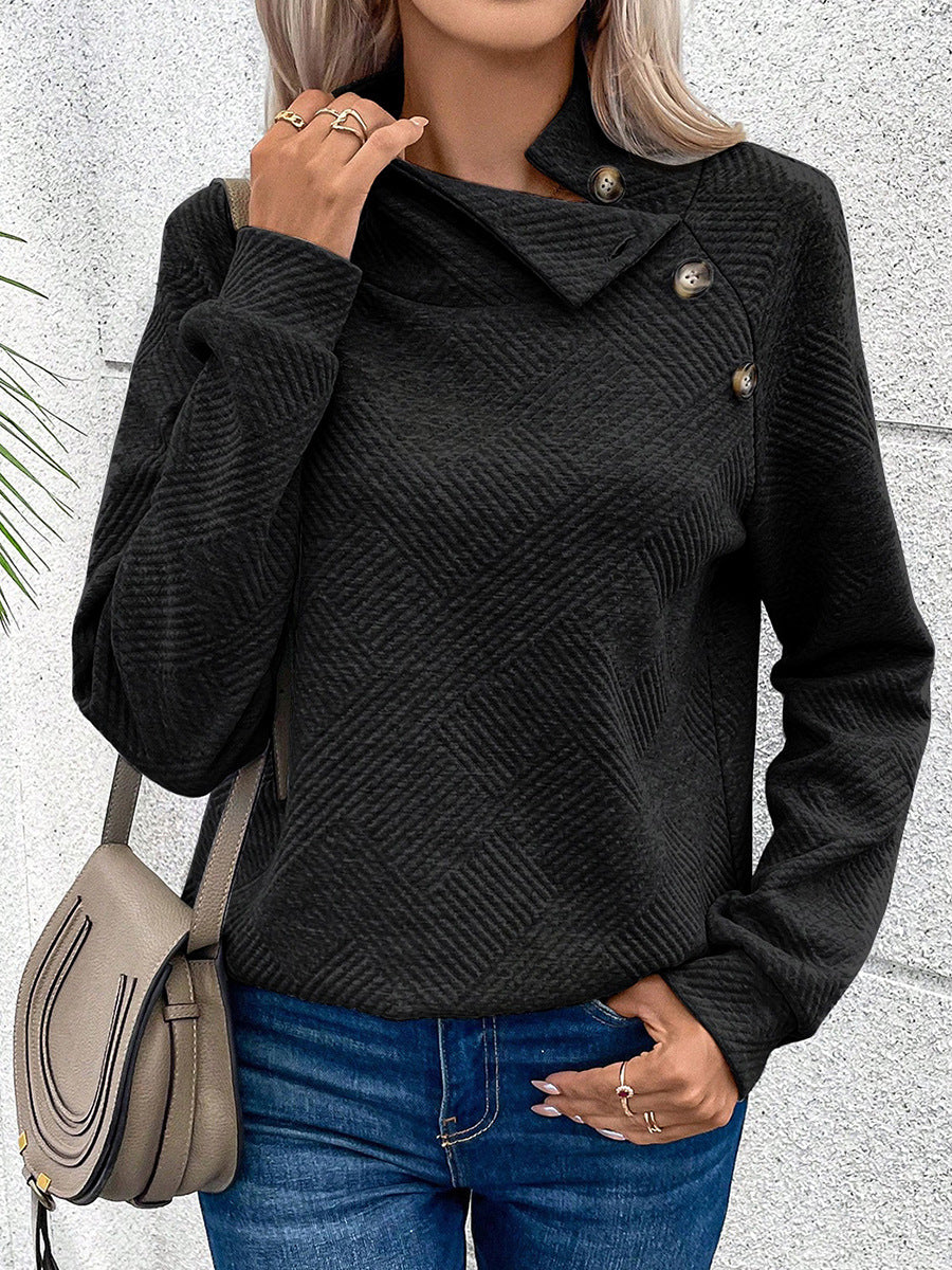 Lour - textured turtleneck long sleeve sweatshirt