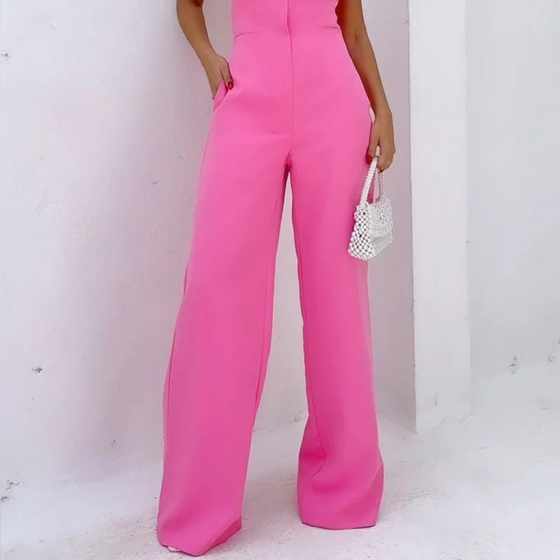 Women’s Jumpsuit – Strapless Tailored Bodice – Wide Leg – Full Length Elegant Fit