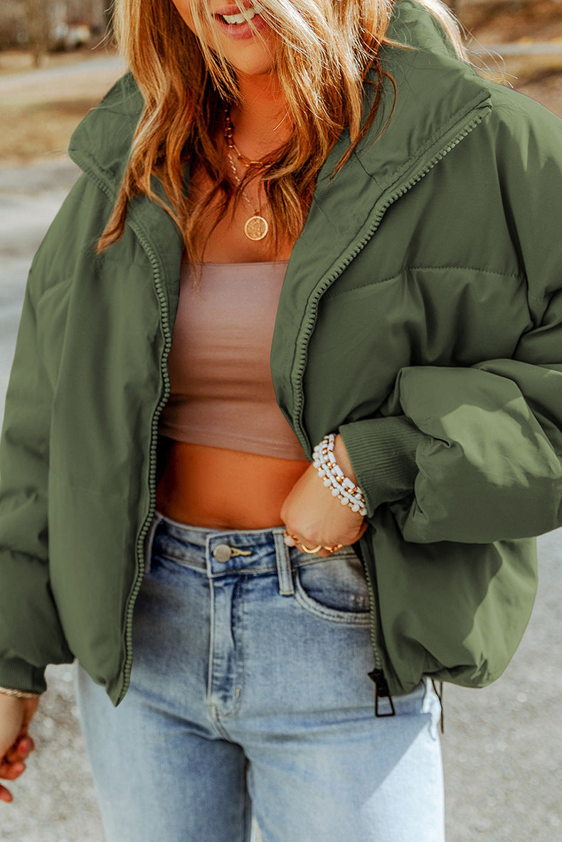 Leni - zip up collared neck coat with pockets