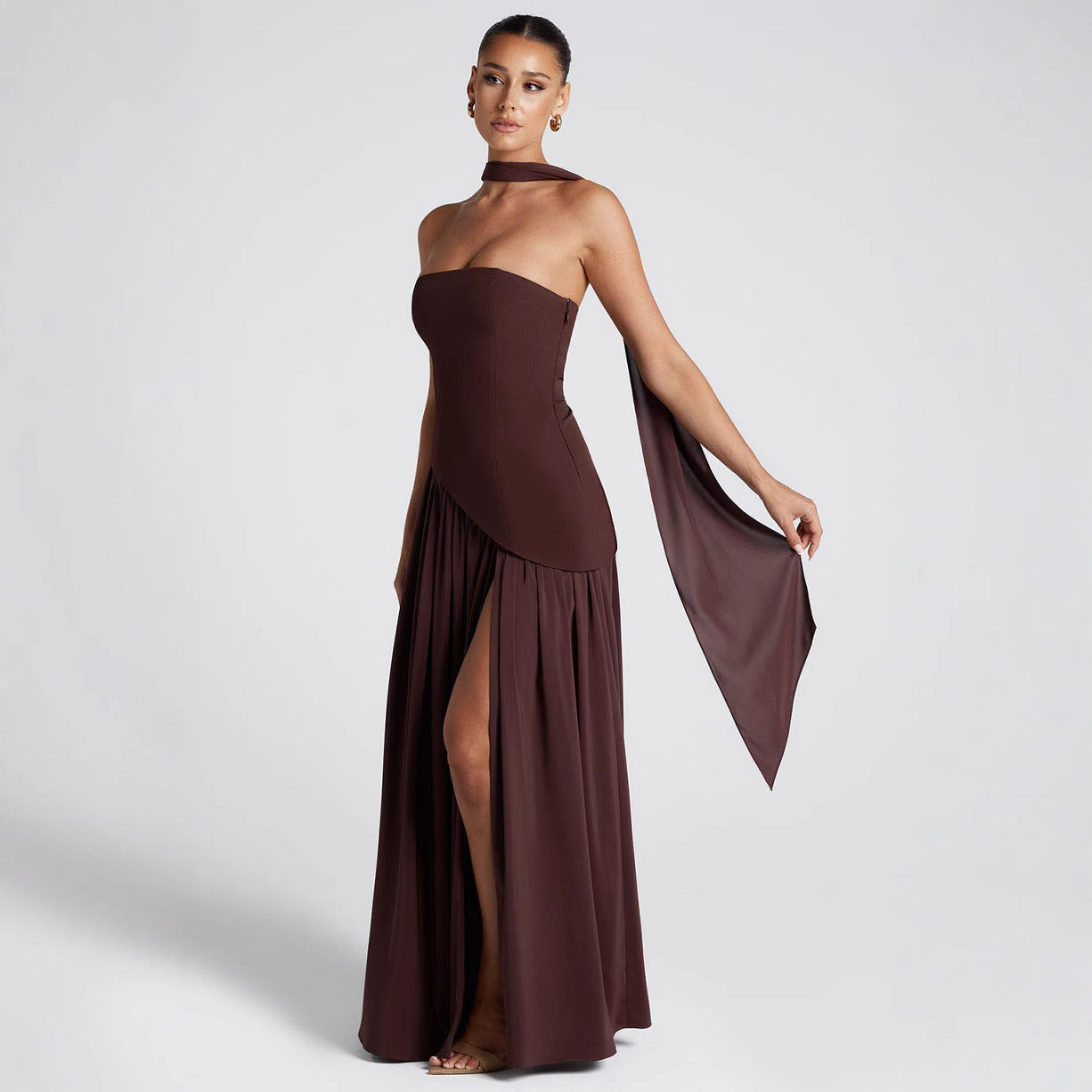 Strapless Flowy Fitted Evening Dress