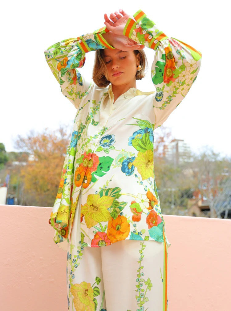 Women's floral lace-up holiday leisure set