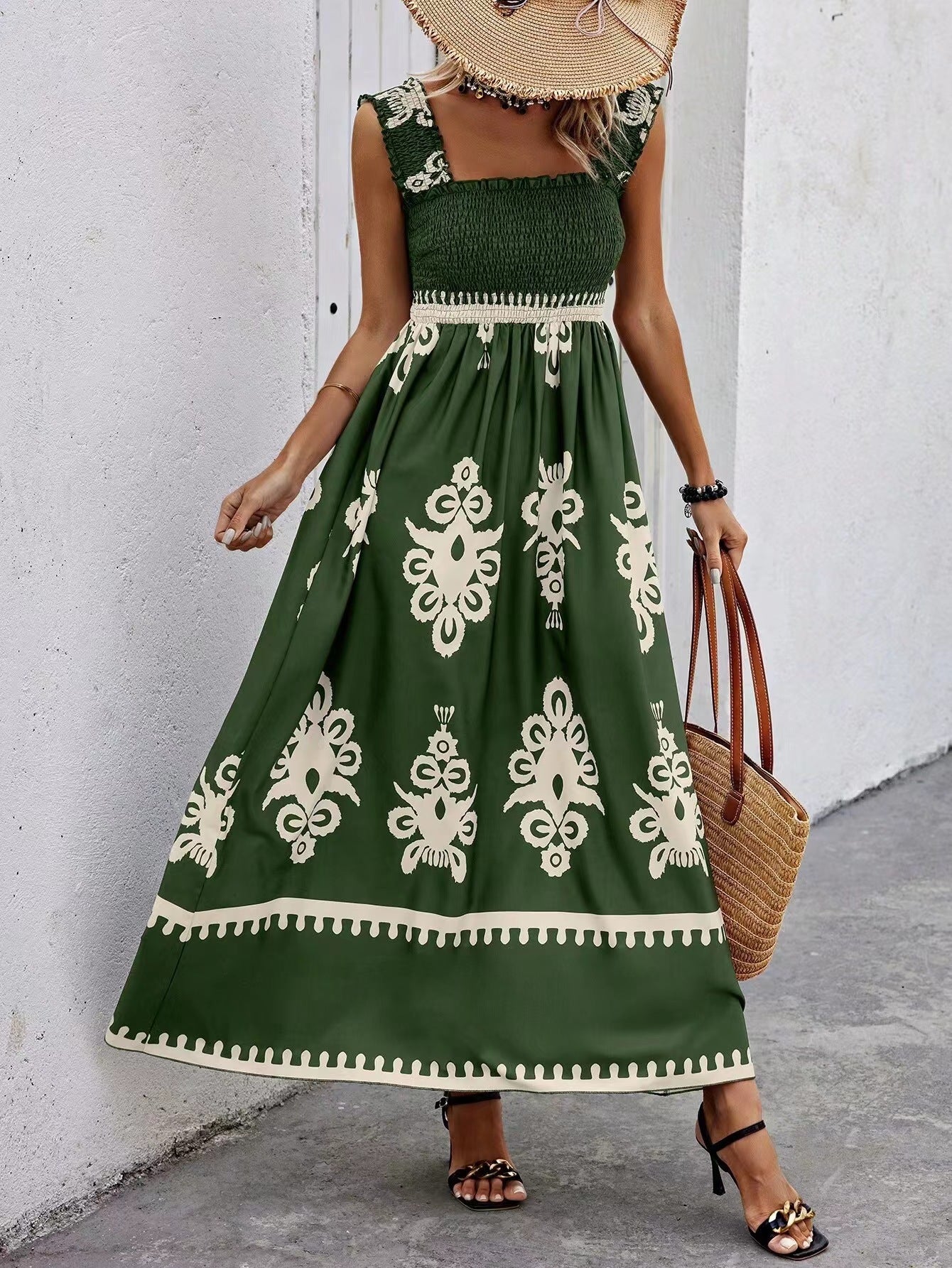 Women’s Maxi Dress – Strapless Wrap Bodice – Flowy Fit – Lightweight Printed Skirt