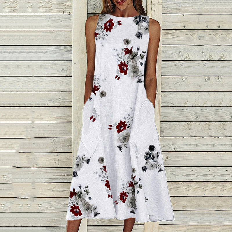 Floral Lightweight Sleeveless A-Line Midi Dress