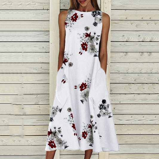 Floral Lightweight Sleeveless A-Line Midi Dress