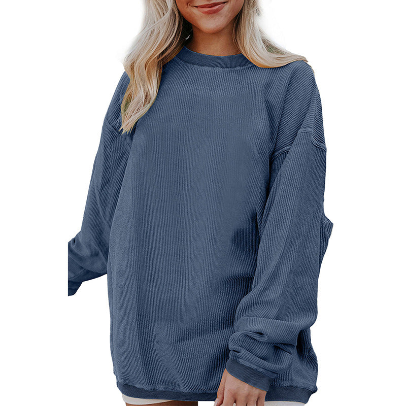 Women’s Sweatshirt – Relaxed Fit – Cotton Blend – Long Sleeve – Round Neck Casual
