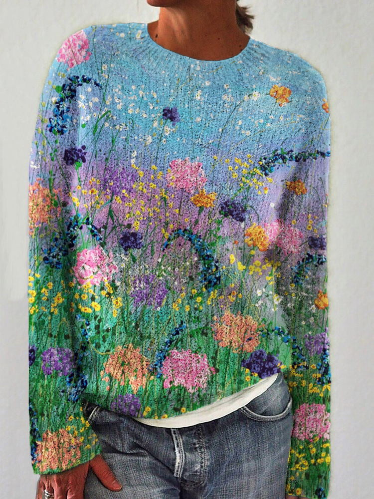 Women's printed pullover sweater