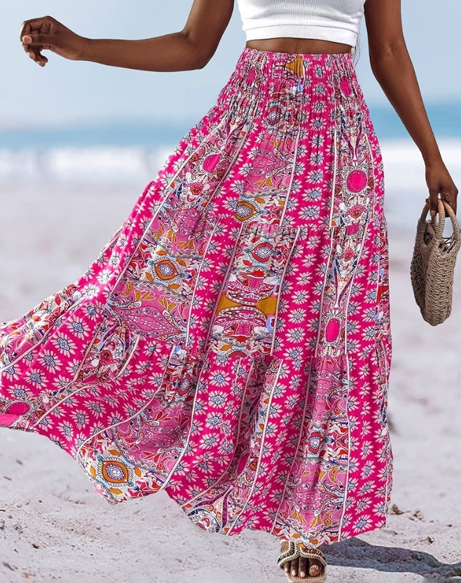 Women’s Strapless Dress – Cotton Blend – Flared Fit – Floral Print – Midi Length