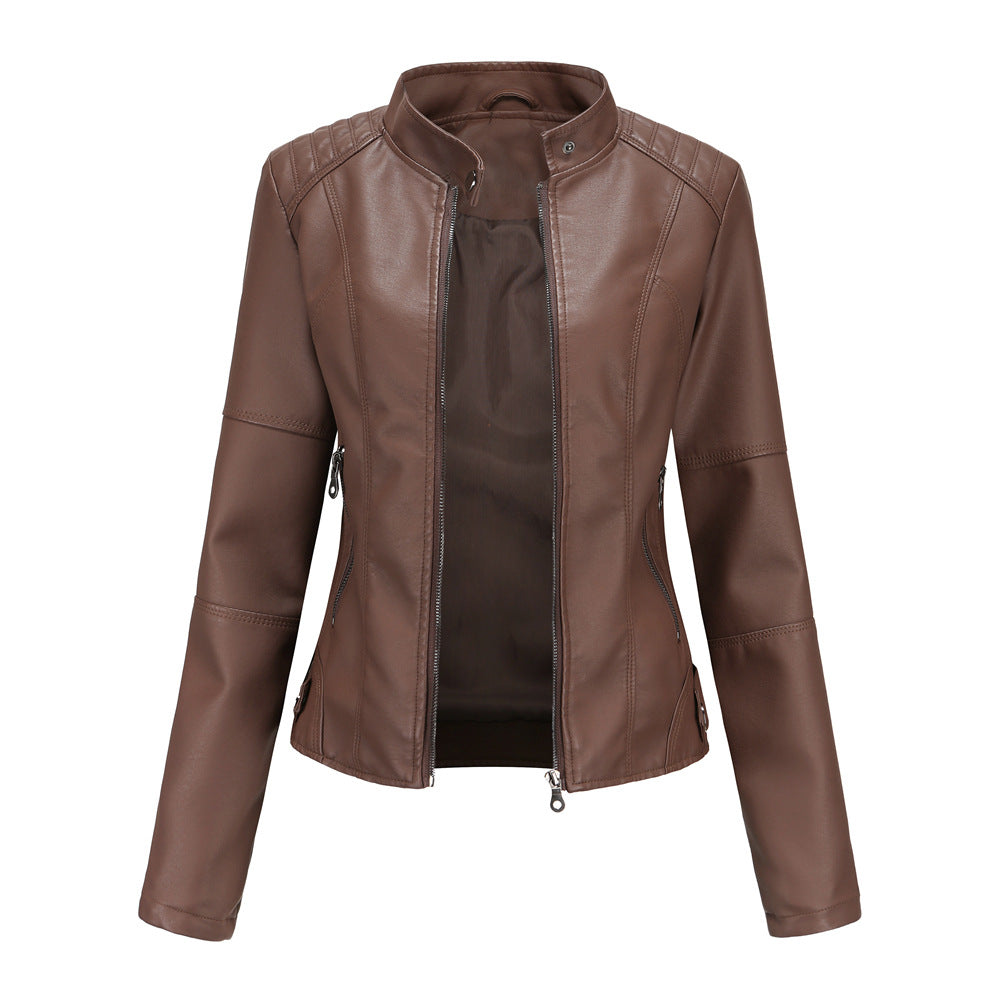 Women's casual leather jacket