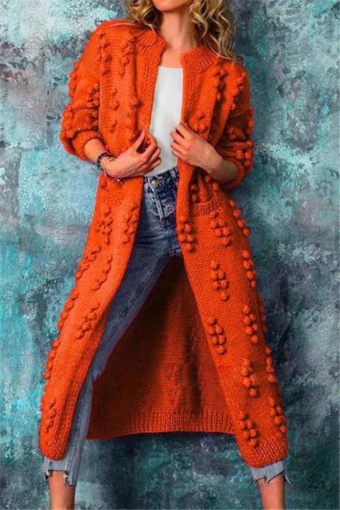 Womens stylish long cardigan crew neck with open front
