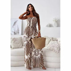 Women’s Jumpsuit - Strapless Sleeveless - Wide Leg - Breathable Blend - Relaxed Fit