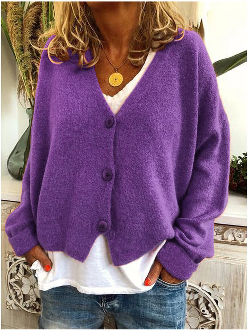 Cozy Women's V-Neck Button-Front Cardigan