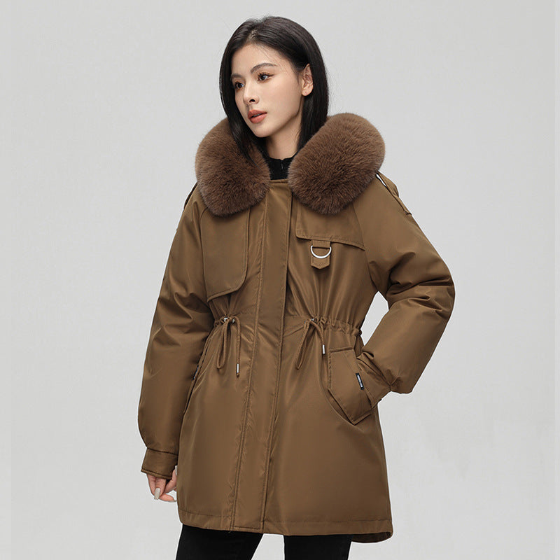 Women’s Parka Jacket – Oversized Fit – Faux Fur Hood – Water Resistant – Mid Length