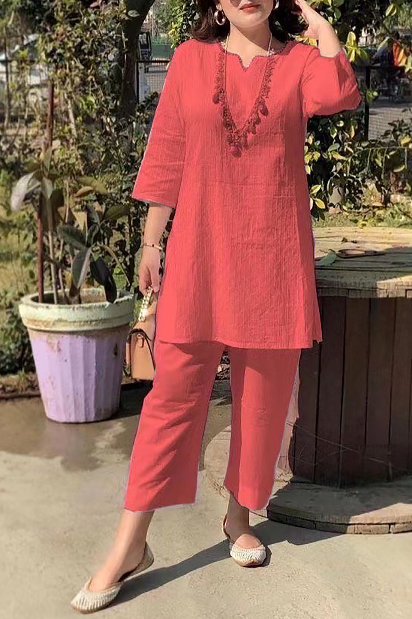 Helena - cozy 3/4 sleeve top and pants set