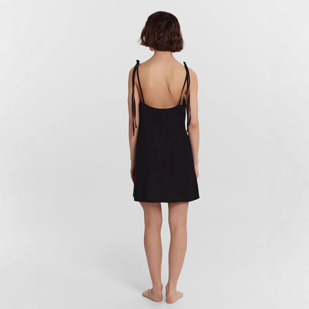 Women’s Slip Dress – Satin Fabric – Slim Fit – V-Neck – Spaghetti Strap Mini