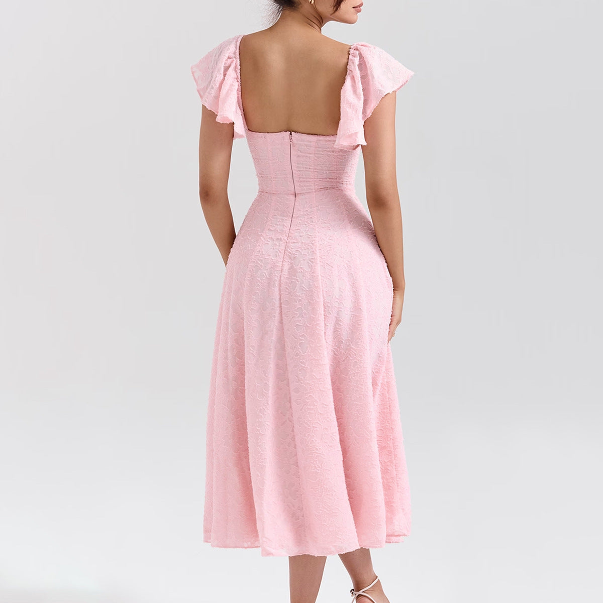Lace Off Shoulder Midi Dress