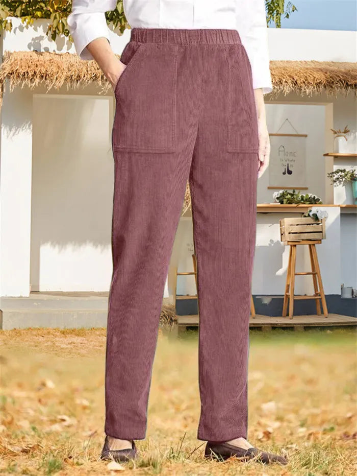 Women's plain corduroy trousers
