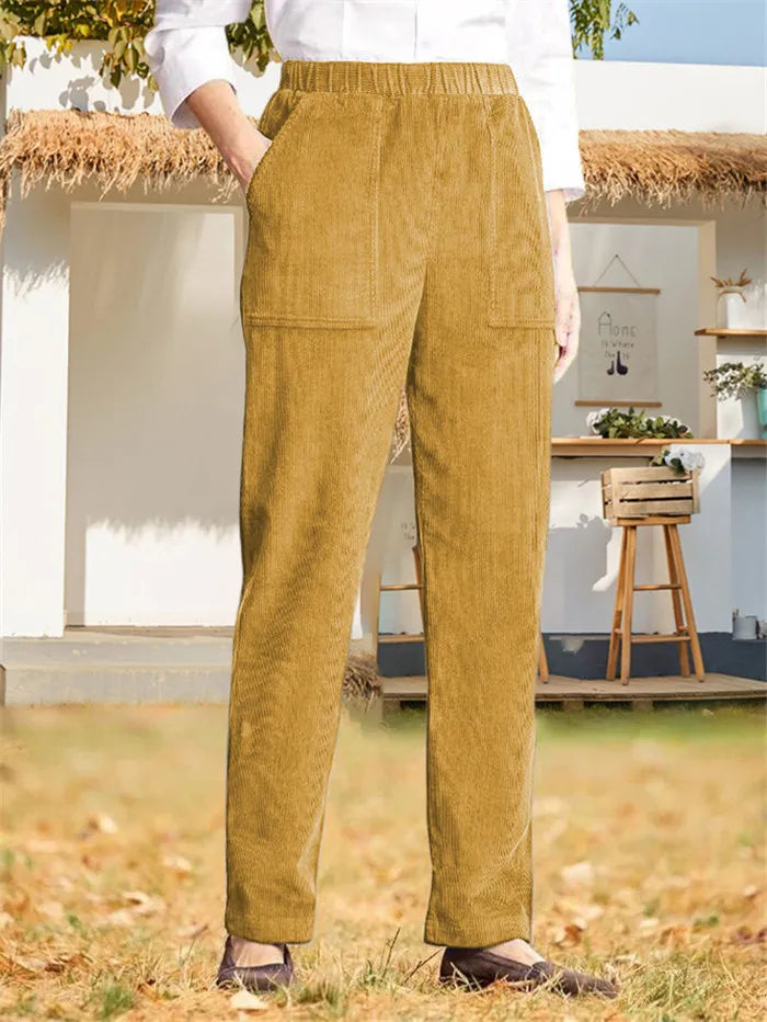 Women's plain corduroy trousers