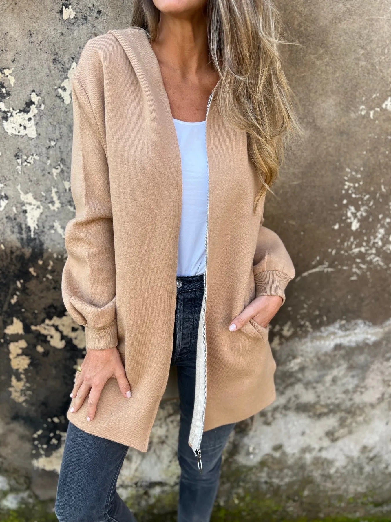 Women’s Hooded Jacket – Cotton Blend – Relaxed Fit – Zip Front with Pockets