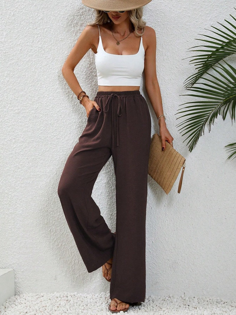 Women’s Wide-Leg Pants - Elastic Waist - Lightweight Flowy Relaxed Fit