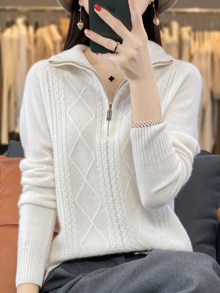 Pullover Zip Neck Top