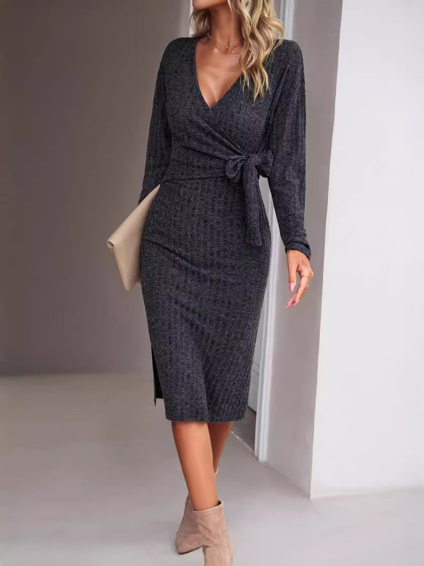 Women's simple elegant bodycon long-sleeve dres
