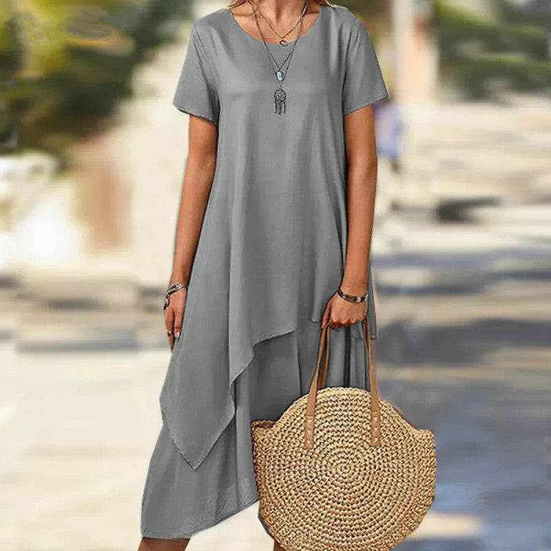 Breezy Relaxed Fit Asymmetrical Hem Dress