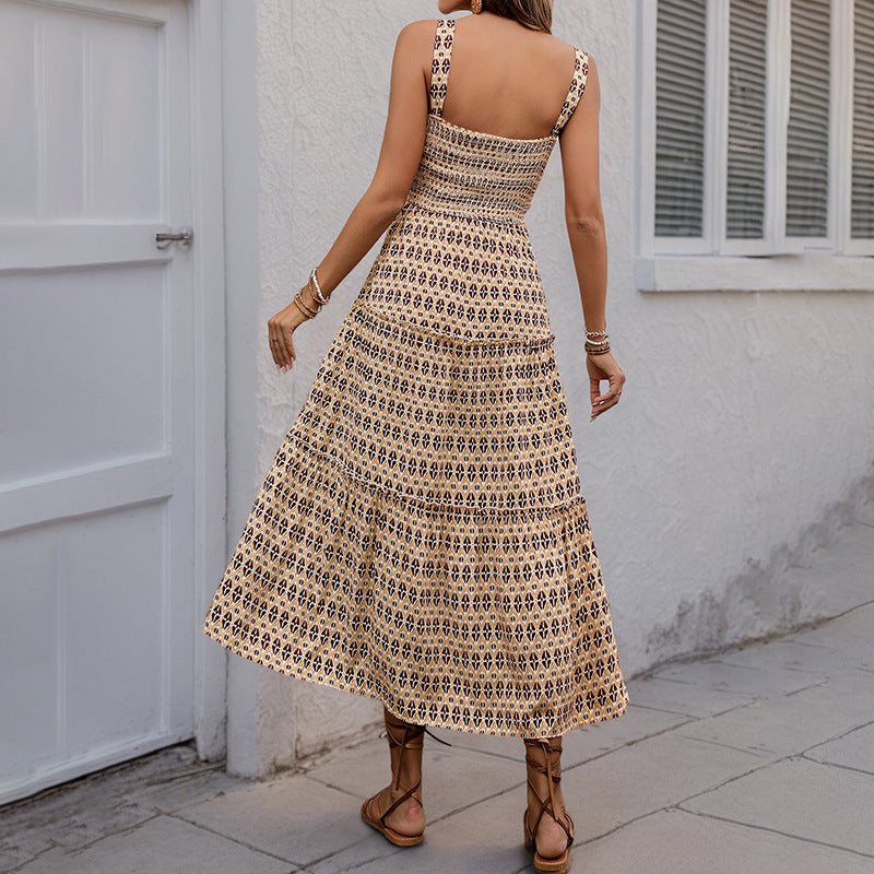 Women’s Sundress – Smocked Bodice – Tiered Midi Skirt – Lightweight Breathable Fabric