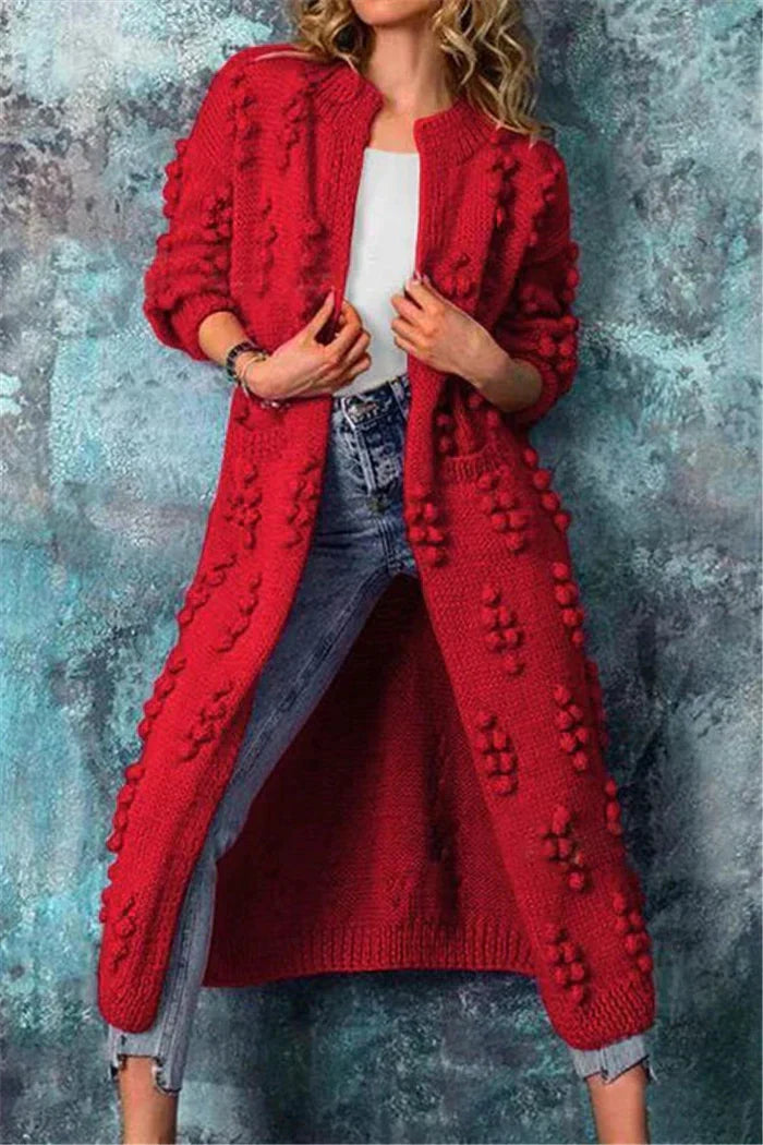 Womens stylish long cardigan crew neck with open front
