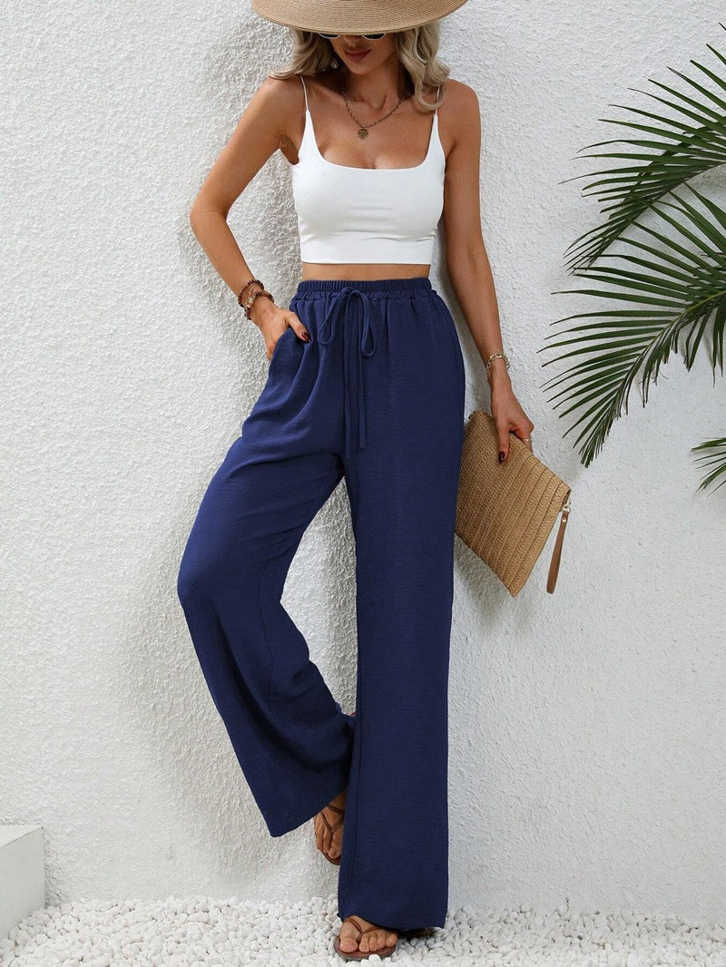 Women’s Wide-Leg Pants - Elastic Waist - Lightweight Flowy Relaxed Fit