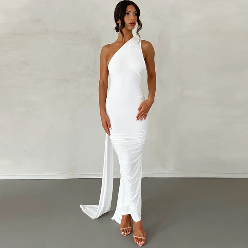 Ruched Slim Fit One-Shoulder Formal Dress