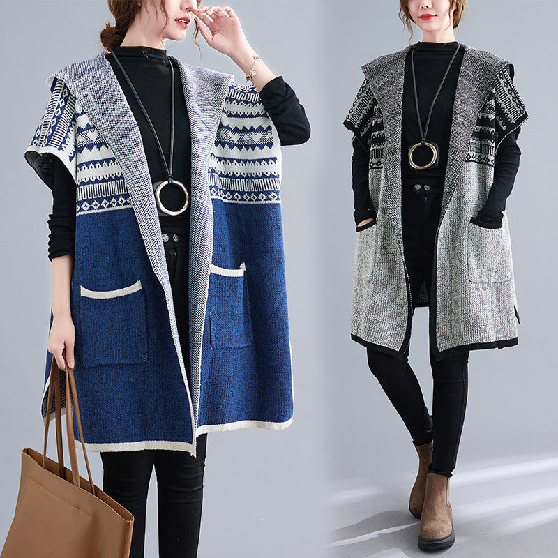 Loose Hooded Bat Sweater