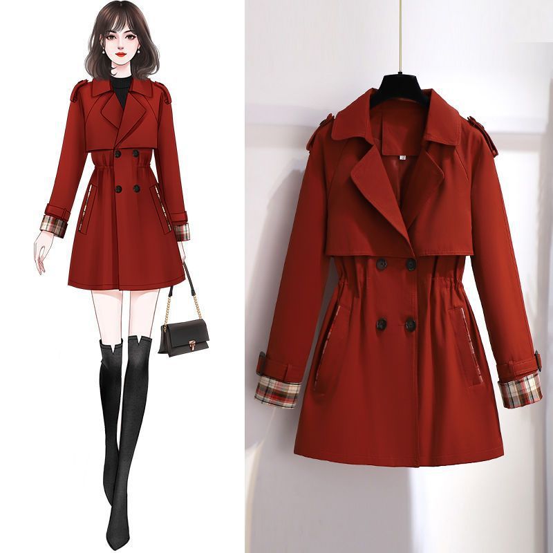 Women's small windbreaker long coat for spring and autumn