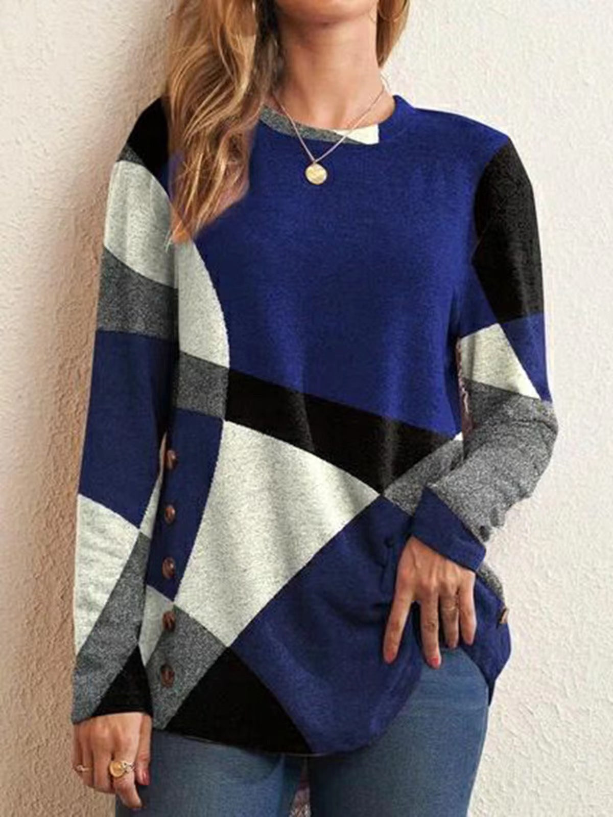 Geometric Pattern Long Sleeve Top