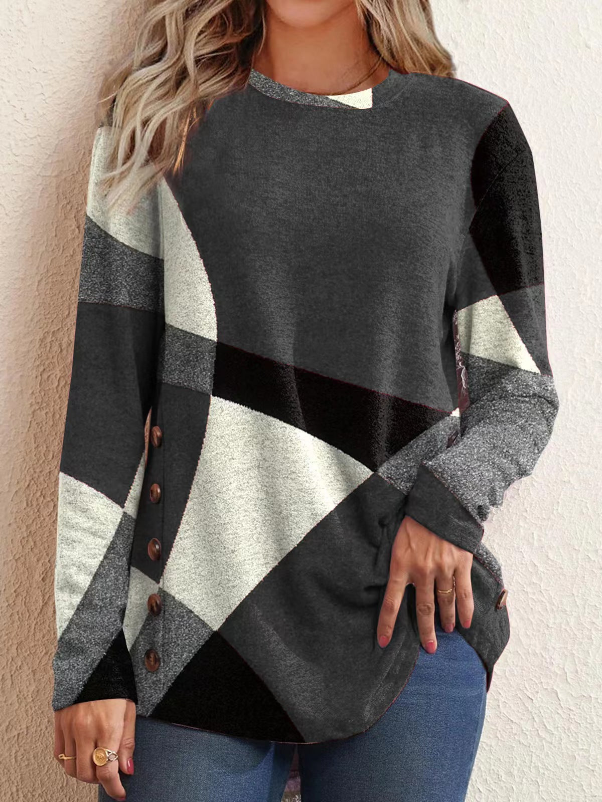 Geometric Pattern Long Sleeve Top