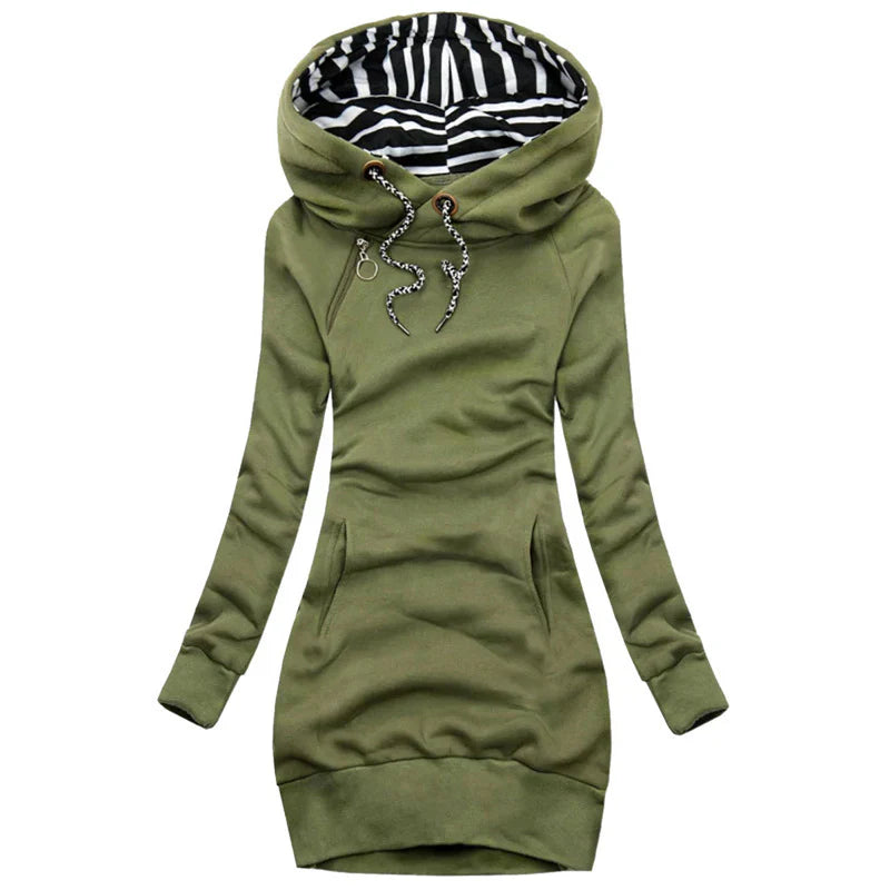 Women’s Hooded Jacket – Slim to Regular Fit – Asymmetrical Zipper – Stretch Fabric