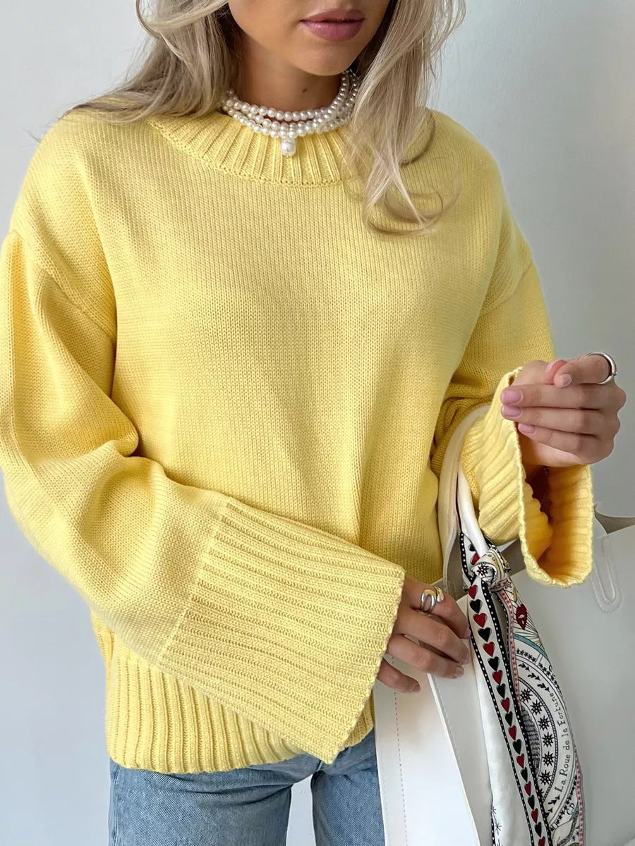 Women's loose round neck knit sweater