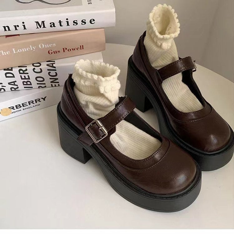 Women’s Platform Heels – Block Heel – Mary Jane Strap – Rounded Toe – Vintage Look