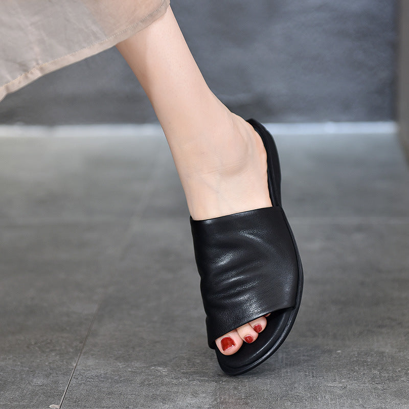 Women's Slide Sandals - Open Toe - Soft Upper - Flat Sole Slip-On Casual Wear