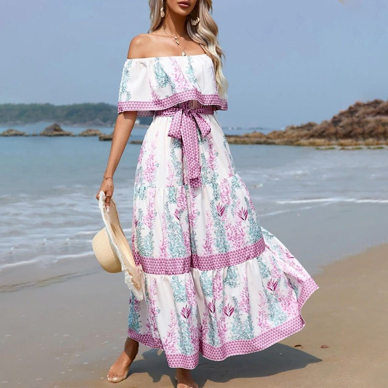 One-Shoulder Printed Maxi Dress for Women