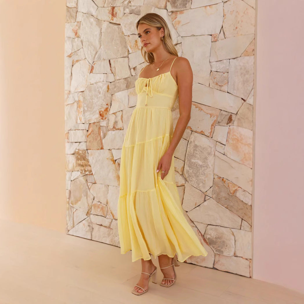 Women’s Maxi Dress – Tiered Flowing Fit – Spaghetti Straps – Lightweight Sleeveless