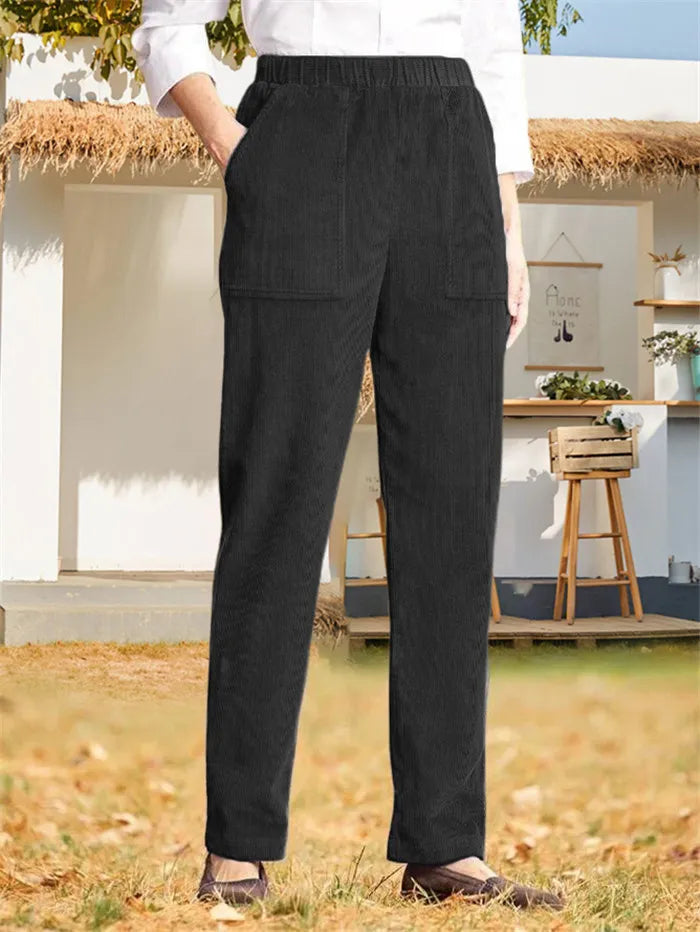 Women's plain corduroy trousers