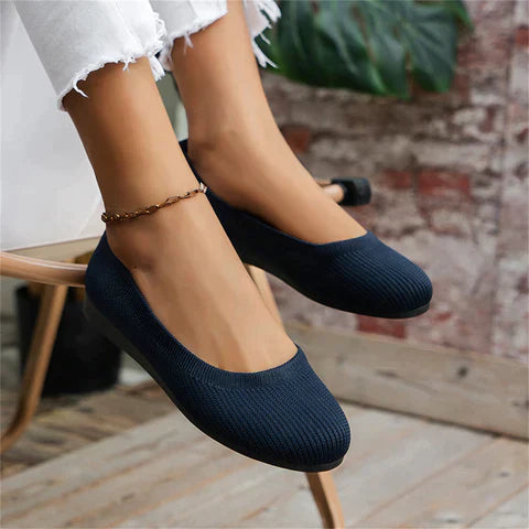 Women’s Ballet Flats - Slip-On Design - Round Toe - Textured Finish - Flexible Sole